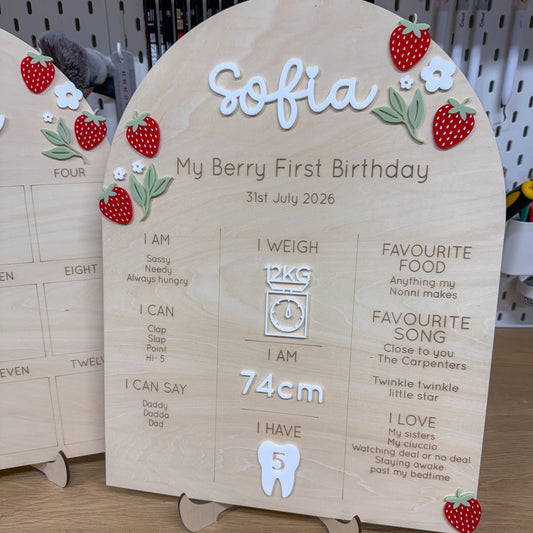 My First Birthday Board - Strawberries