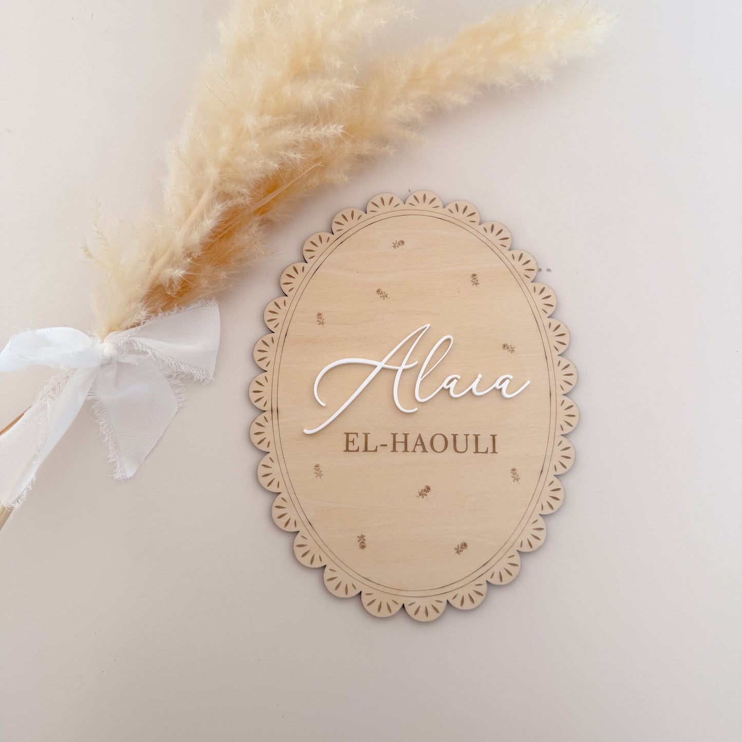 Scalloped Lace Birth Announcement Plaque