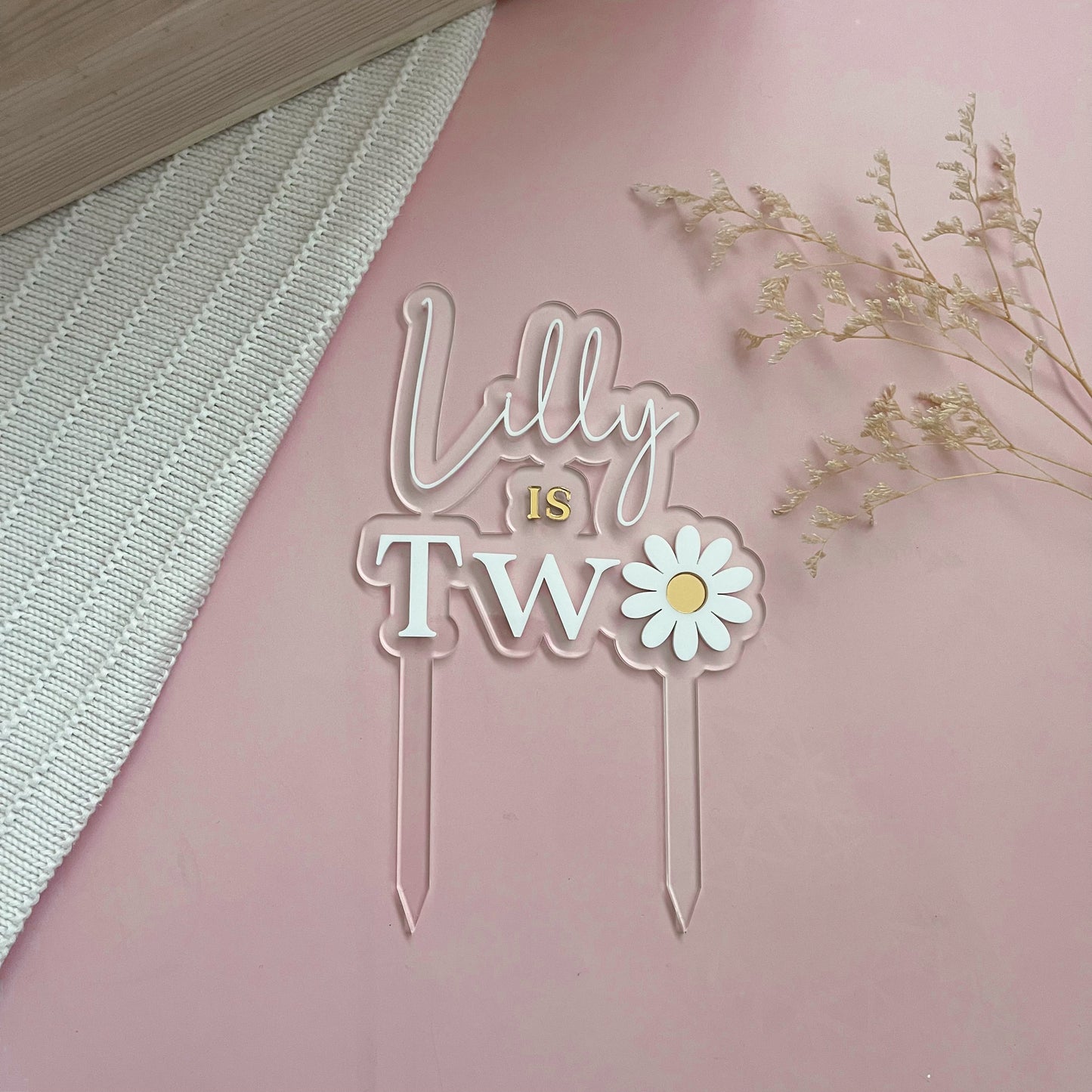 Personalised Daisy Cake Topper "TWO"