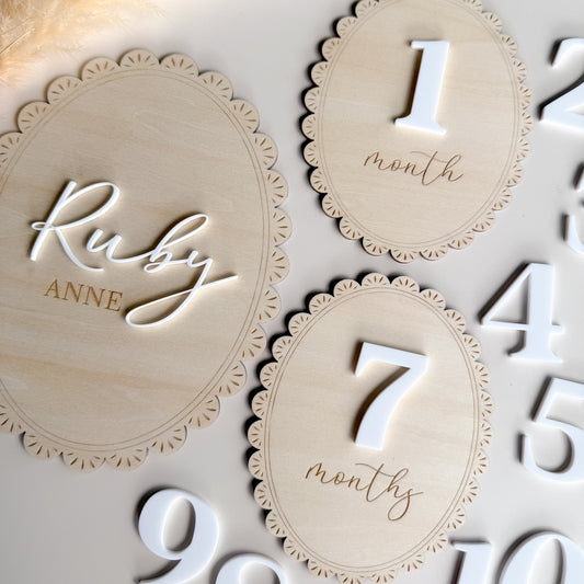 Scalloped Lace Birth Announcement Plaque
