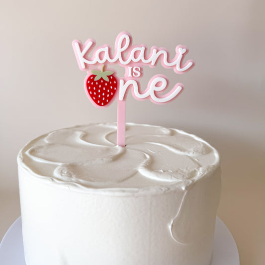 Sweet 'ONE' Strawberry Personalised Cake Topper