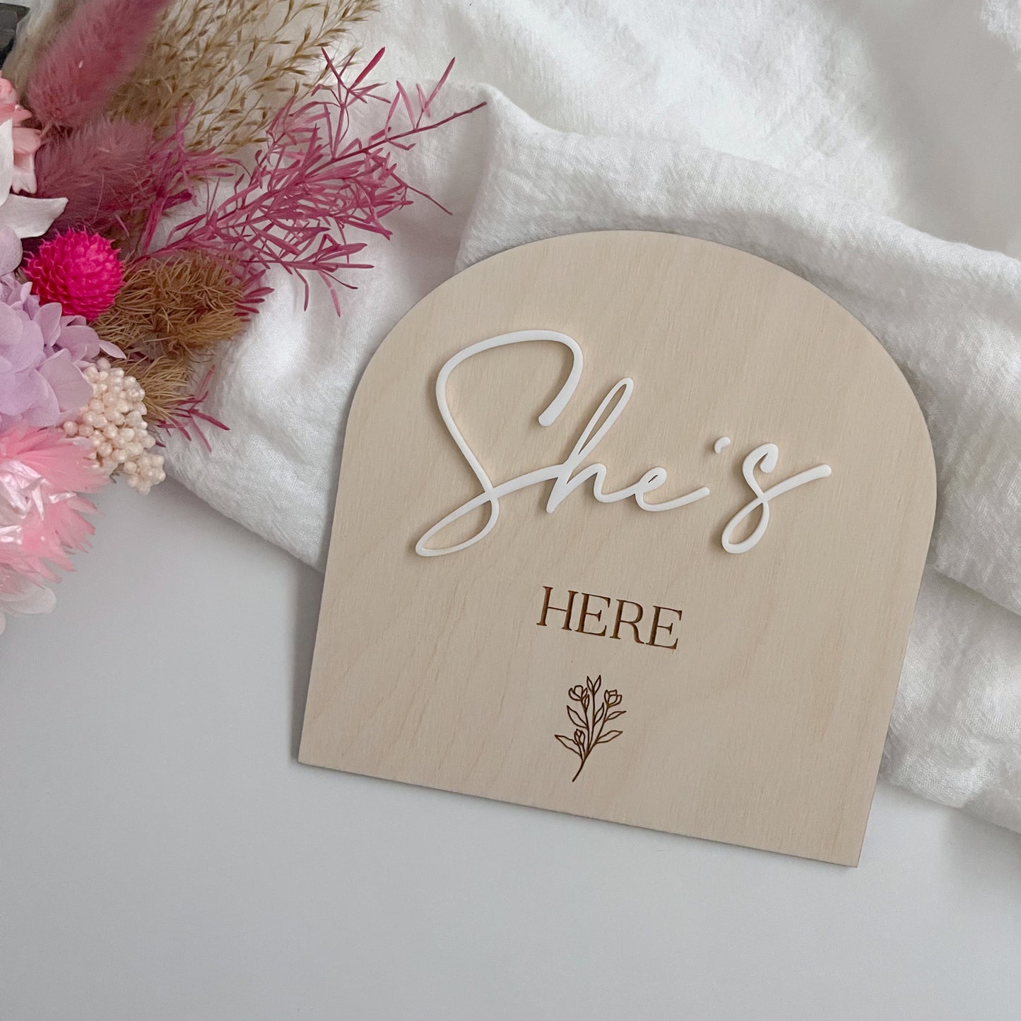 She's Here Arch Plaque