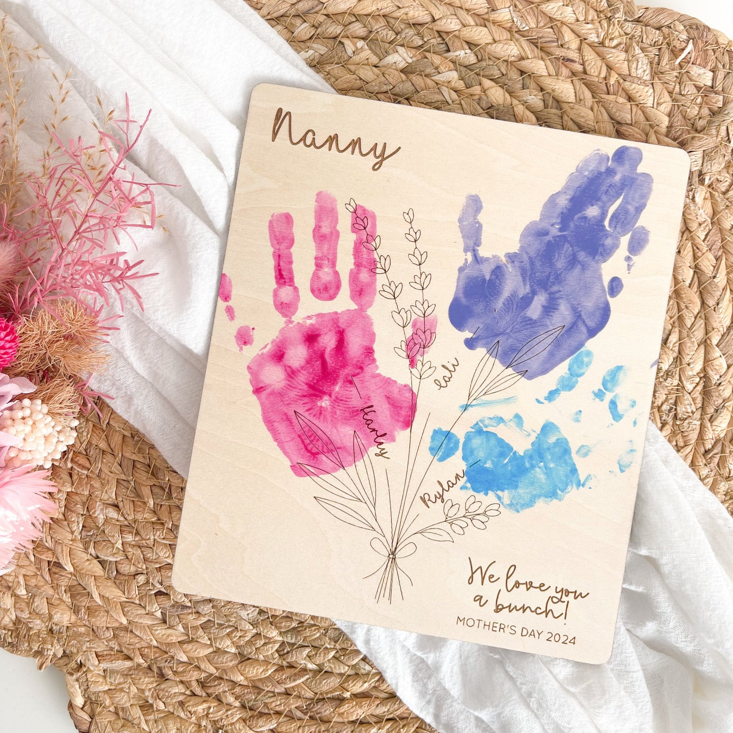 Mother's Day Floral Bunch Handprint Plaque