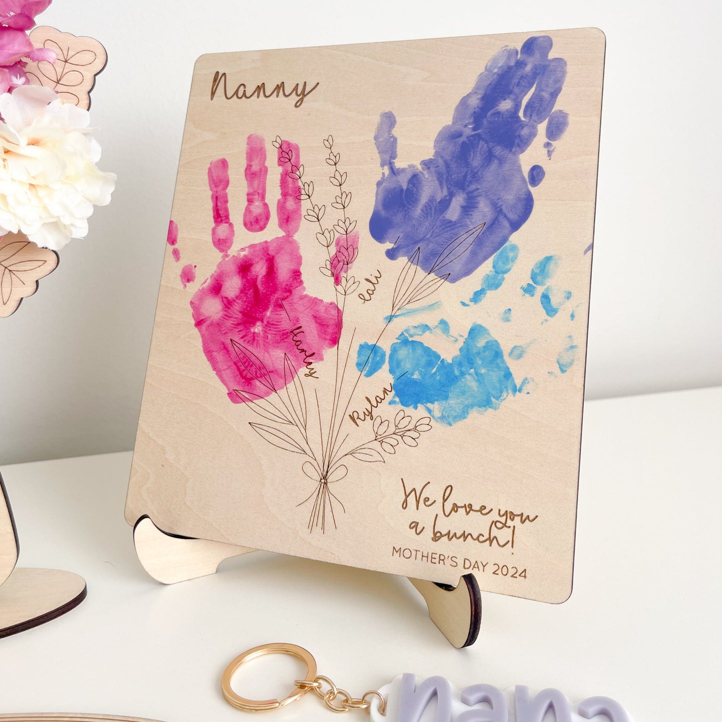 Mother's Day Floral Bunch Handprint Plaque