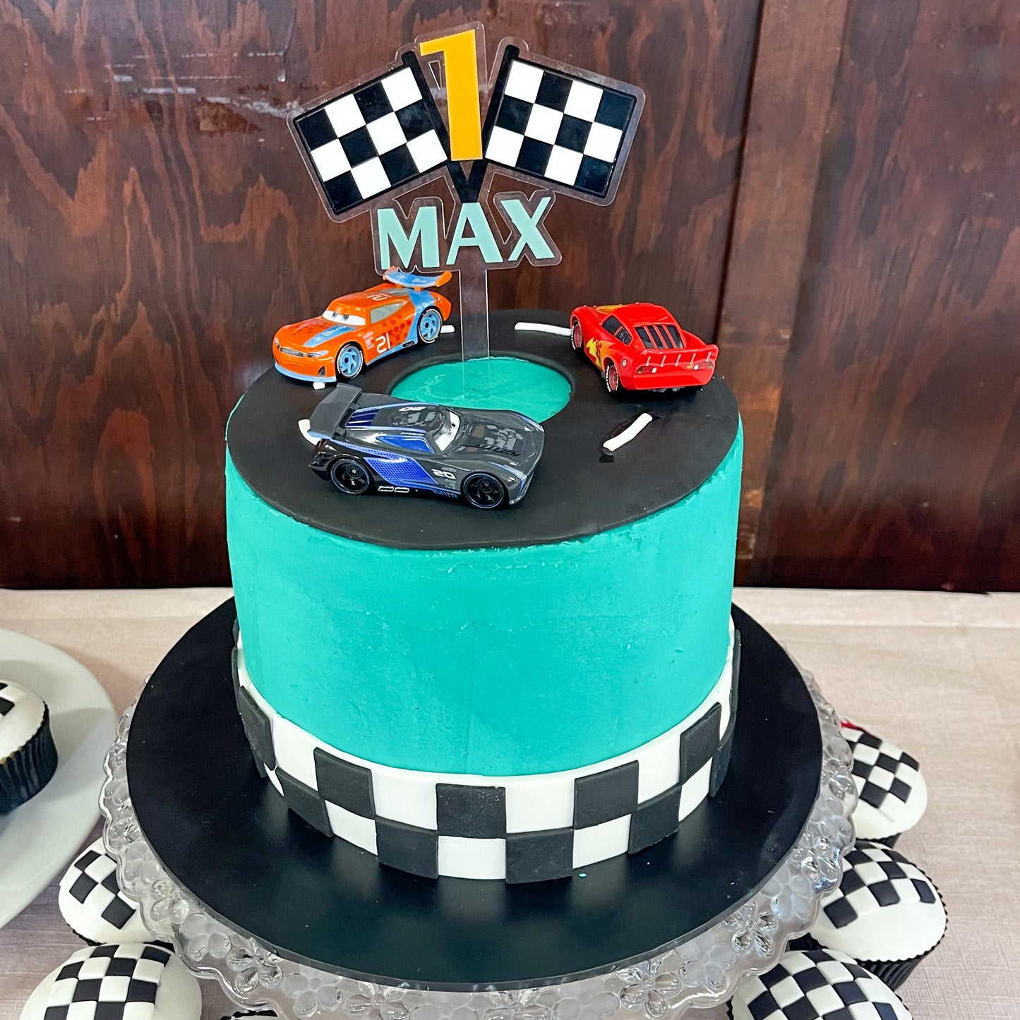 Personalised Racing Flag Cake Topper