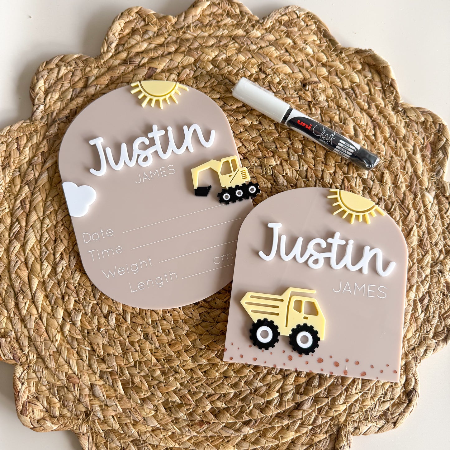 Construction Truck Birth Announcement