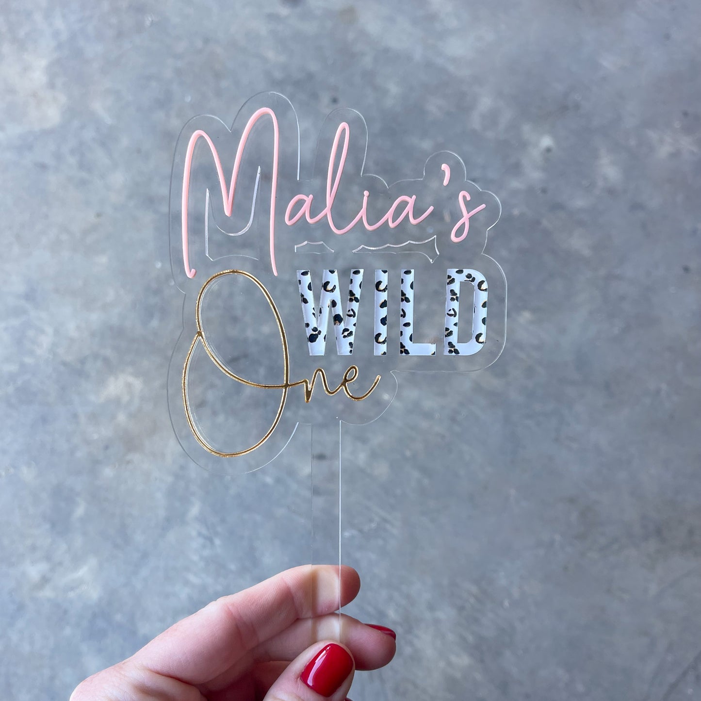 Personalised Leopard "Wild One" Cake Topper