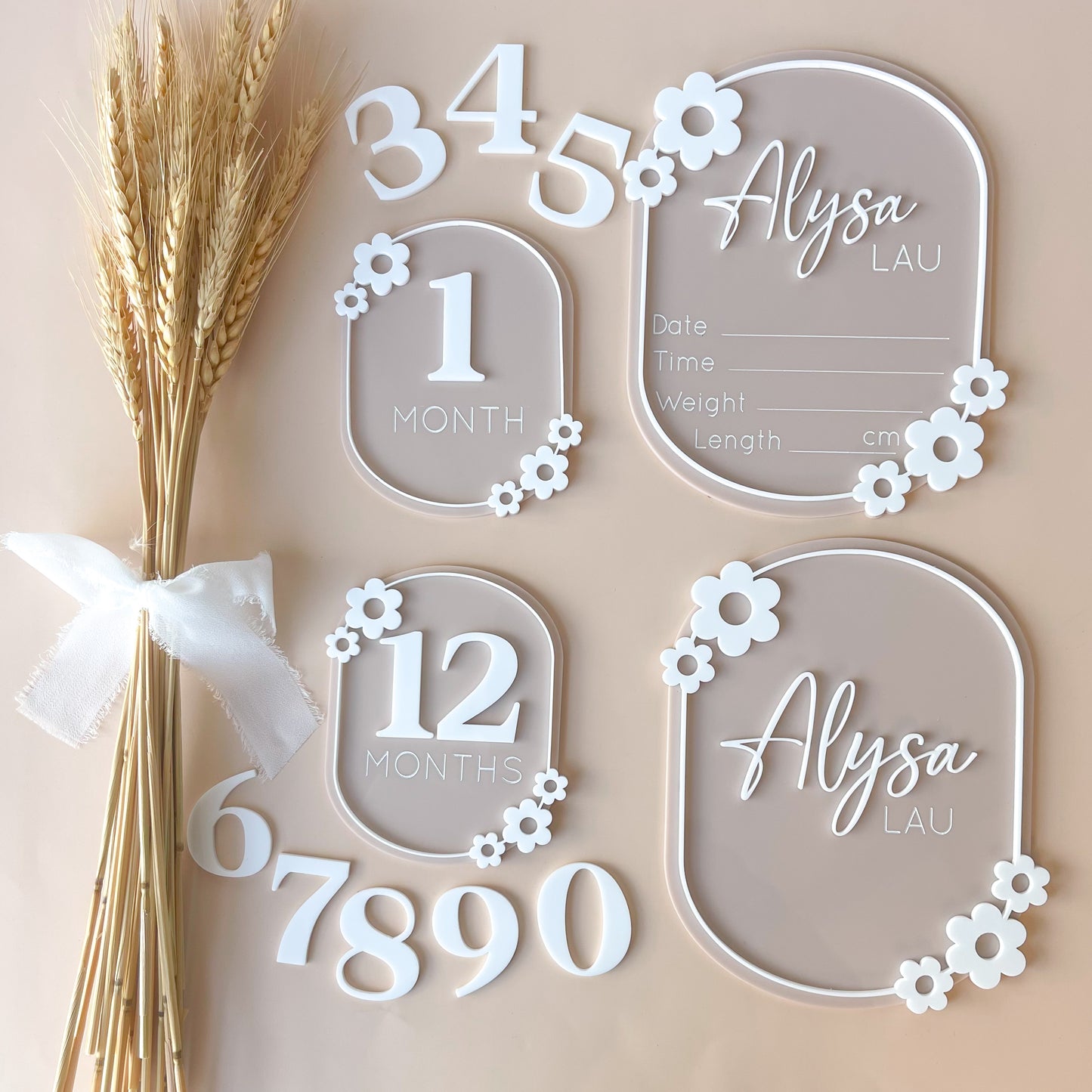 Oval Floral Border Interchangeable Milestone Set