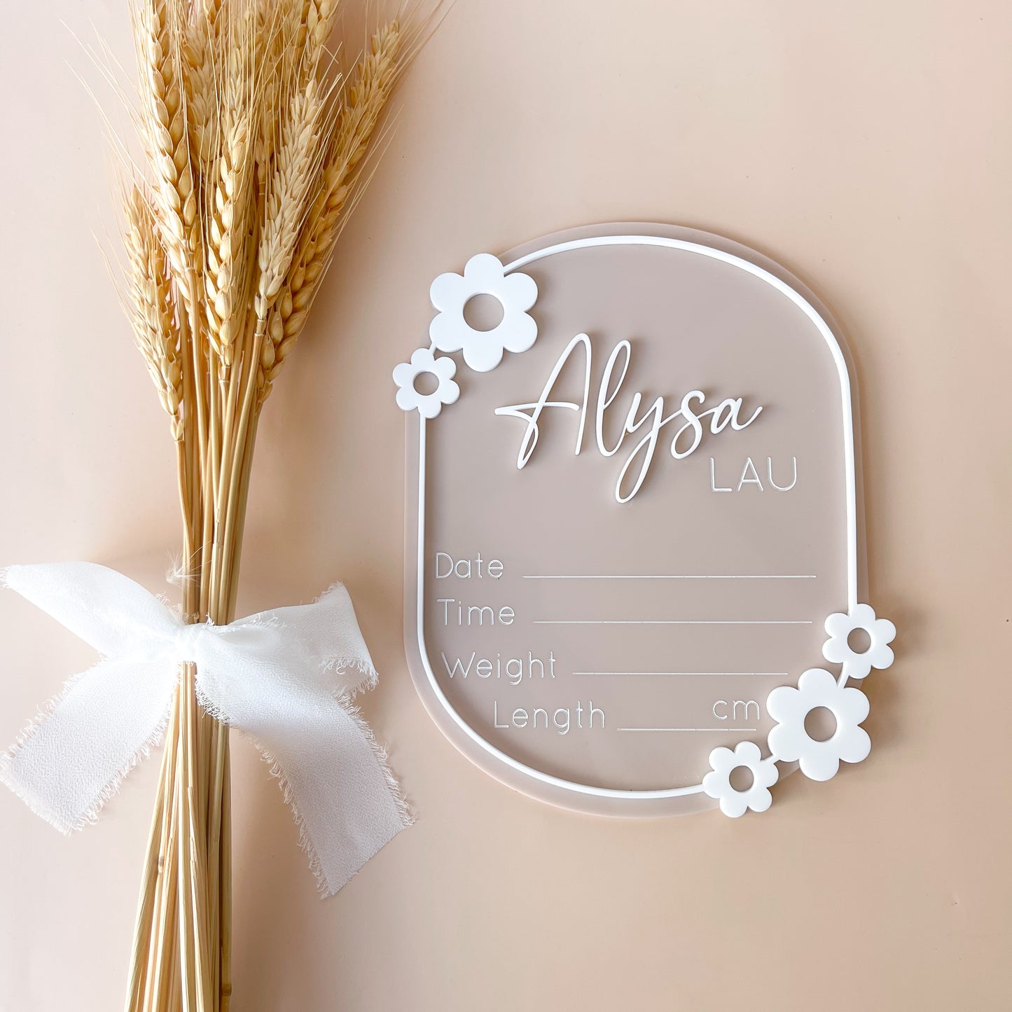 Oval Floral Border Birth Announcement & Information