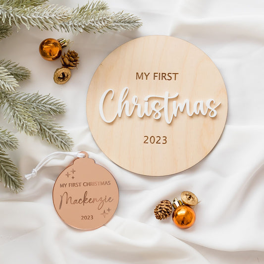 My First Christmas Plaque & Bauble Bundle