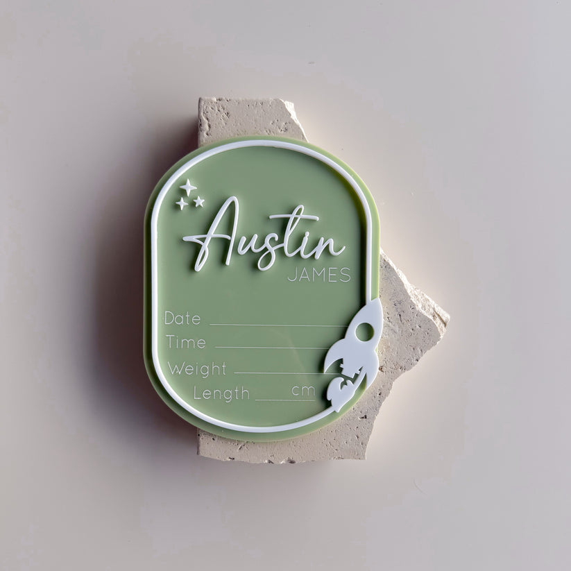 Oval Rocketship Border Birth Announcement & Information – Studio 26 ...