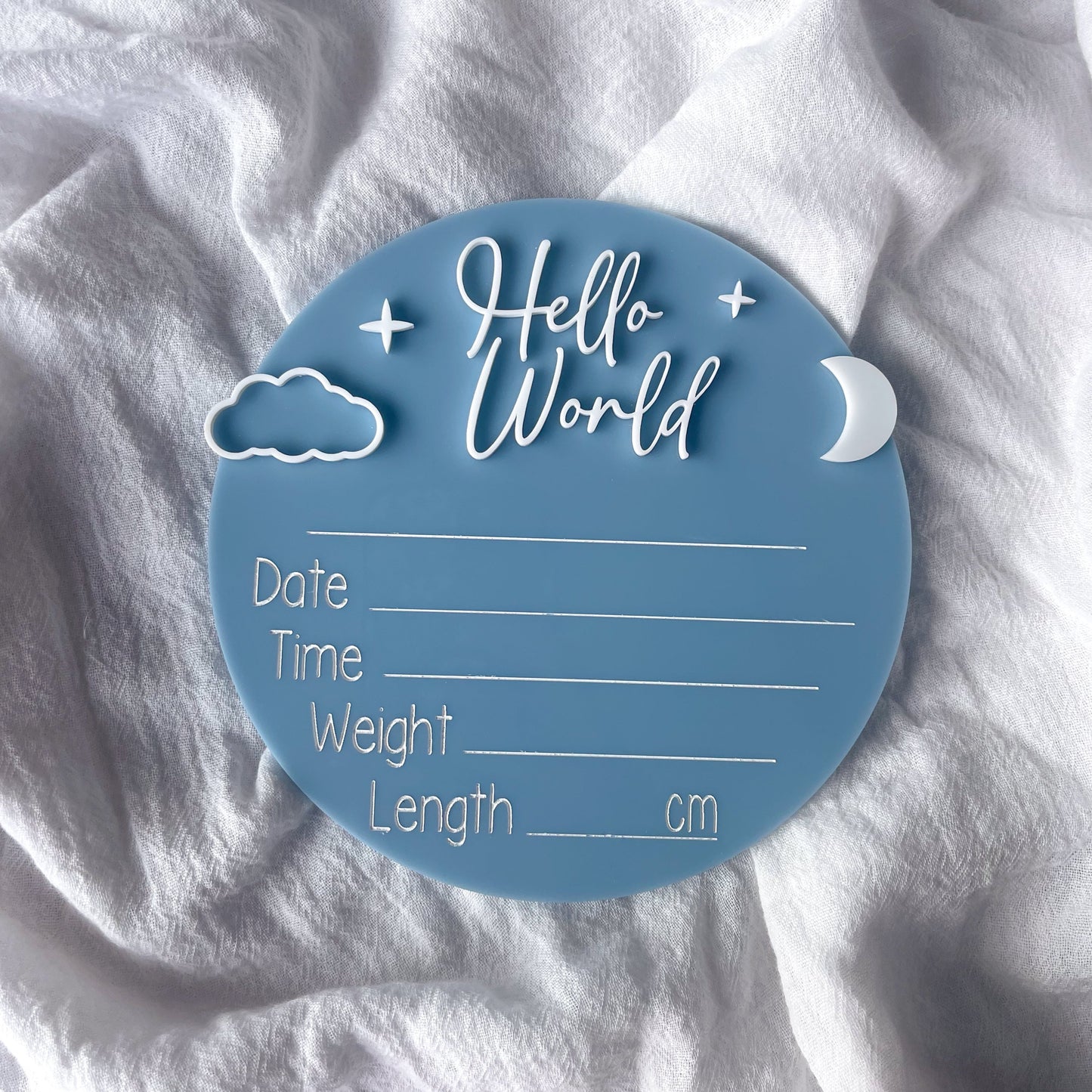 Hello World Moon + Cloud Birth Announcement & Information