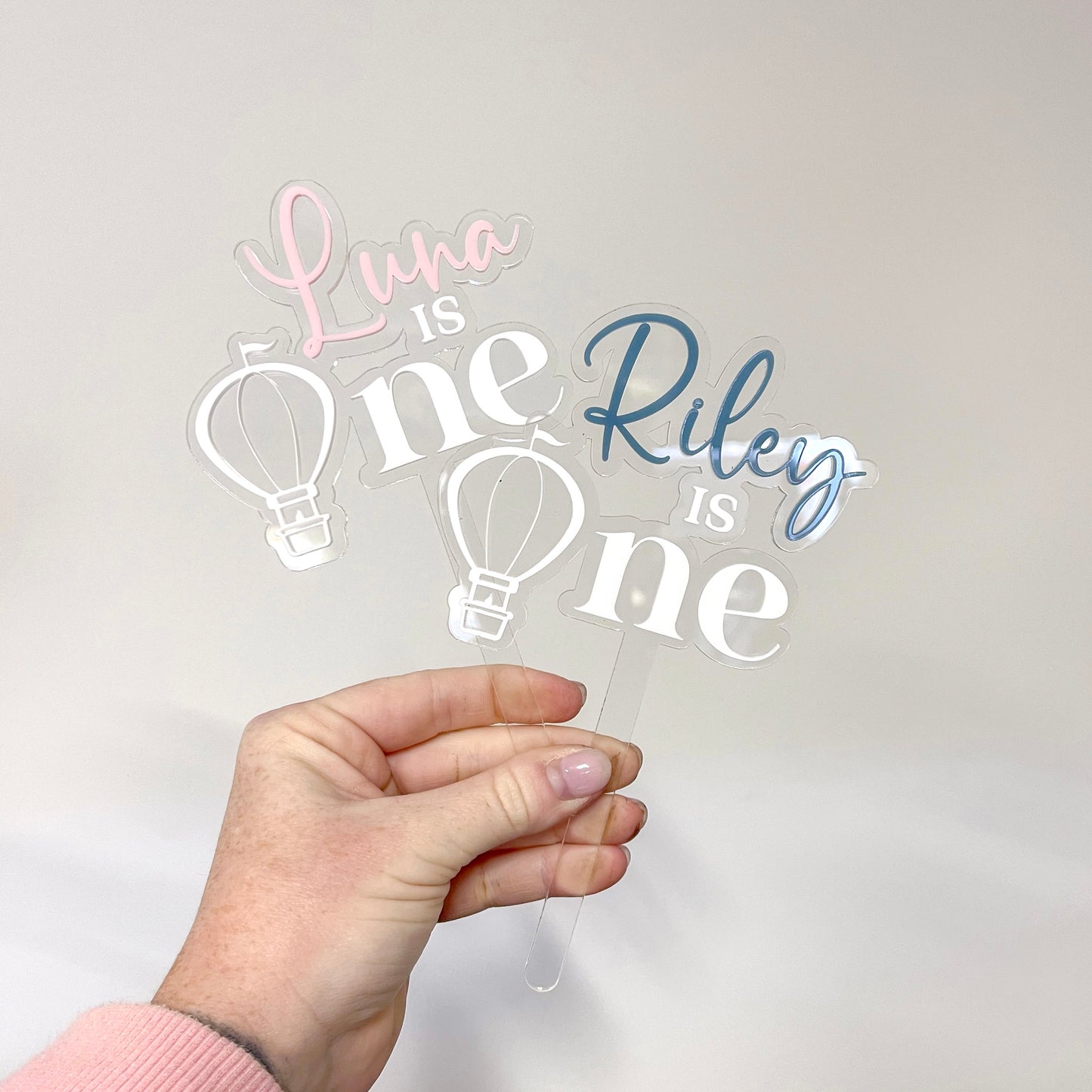 Hot Air Balloon "ONE" Personalised Cake Topper