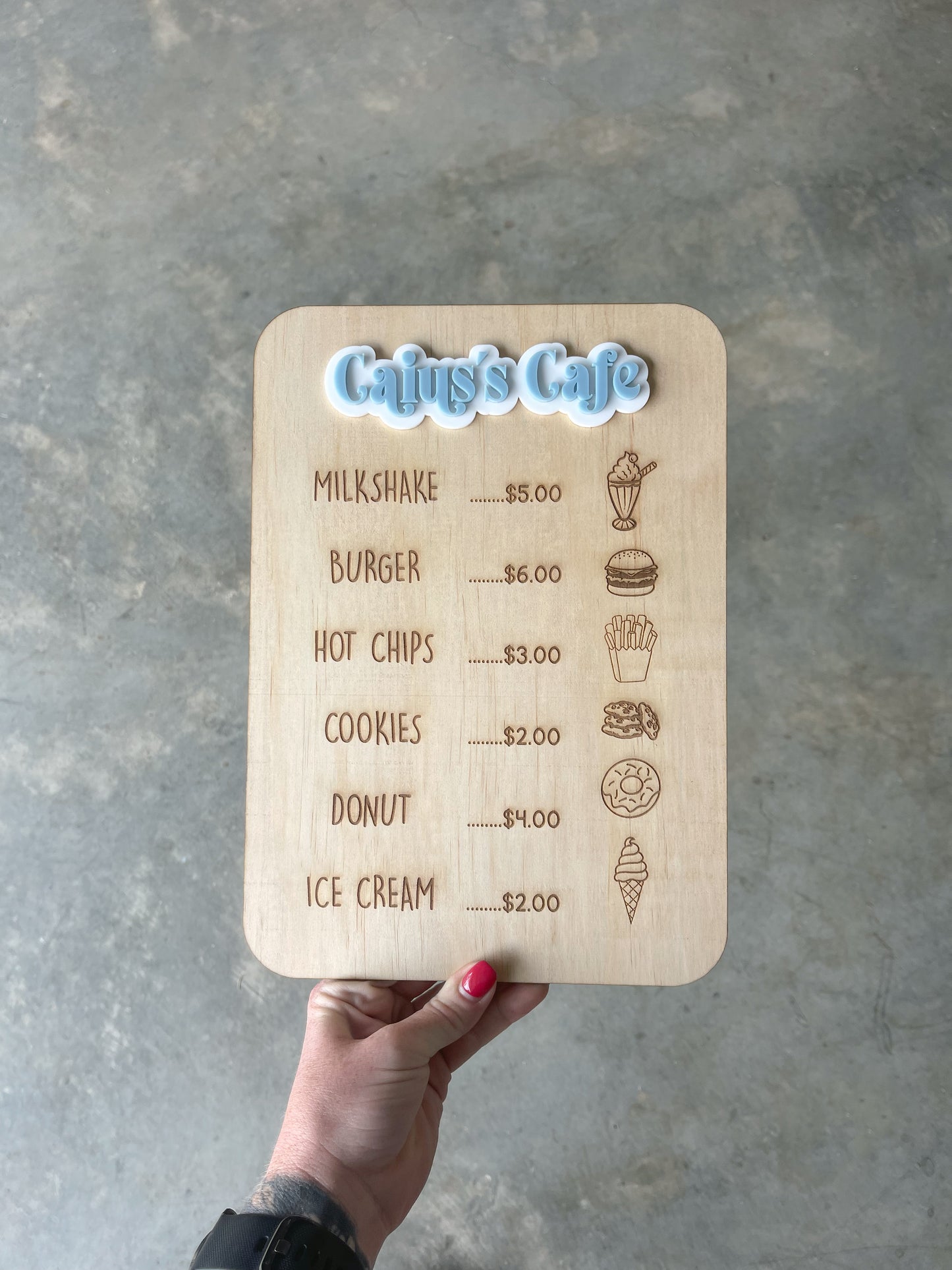 Personalised Kids Shop Menu