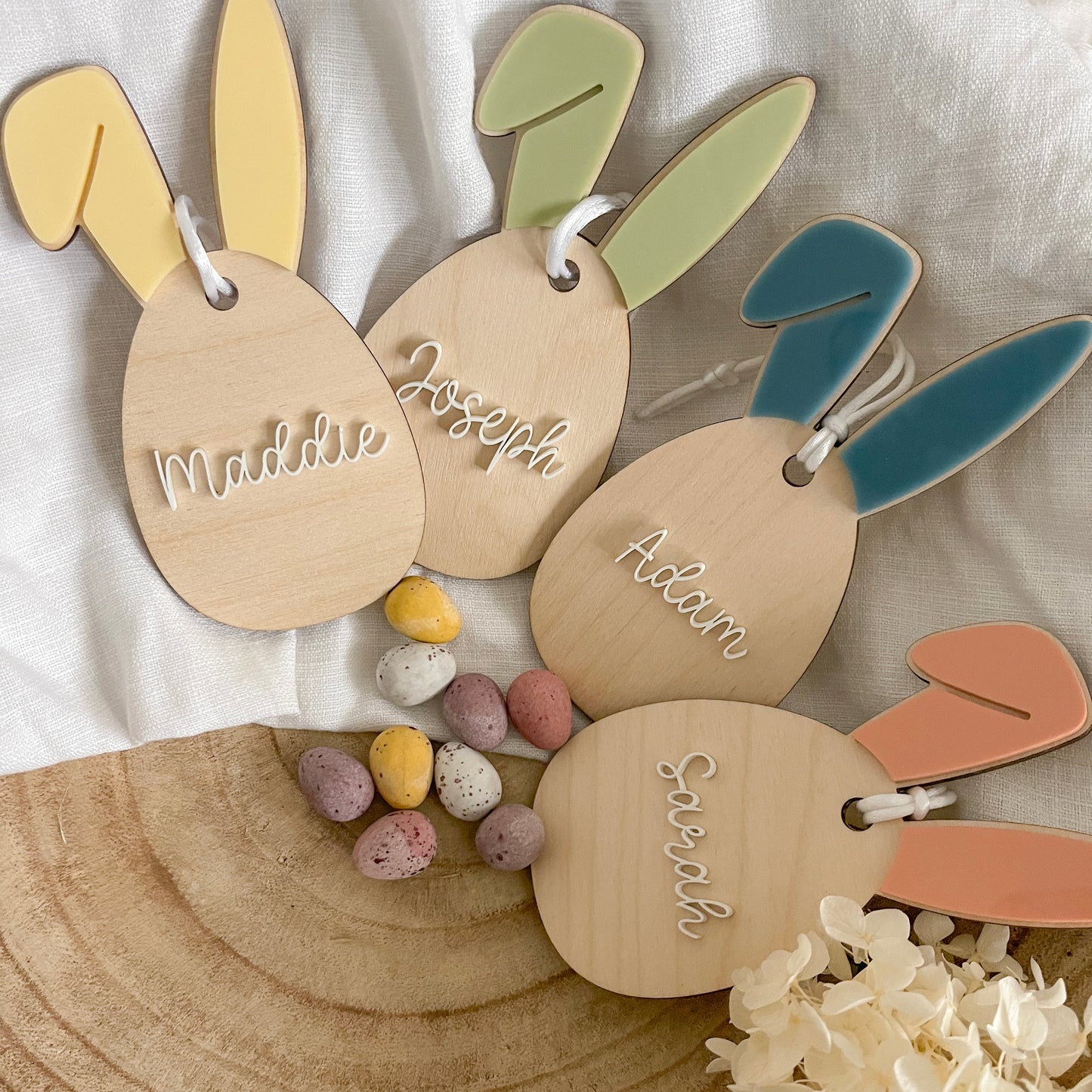 Bunny Ears Easter Basket Tag Coloured