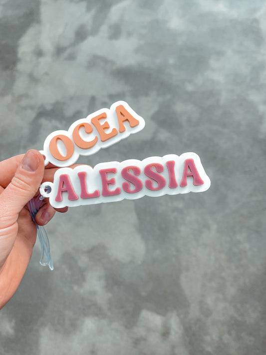 3D Bubble Name Bag Tag