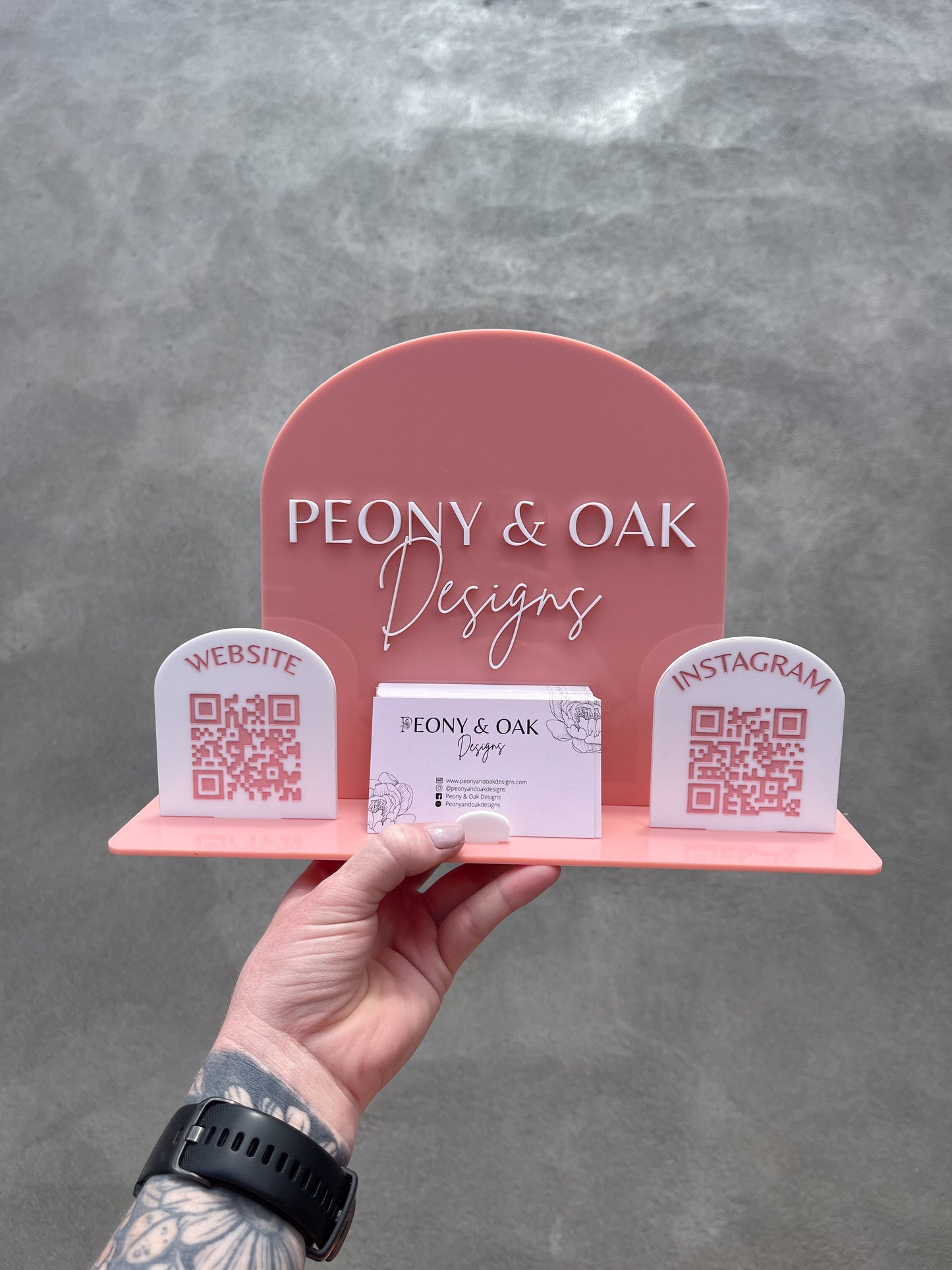 Acrylic Business Card & QR Signage Stand