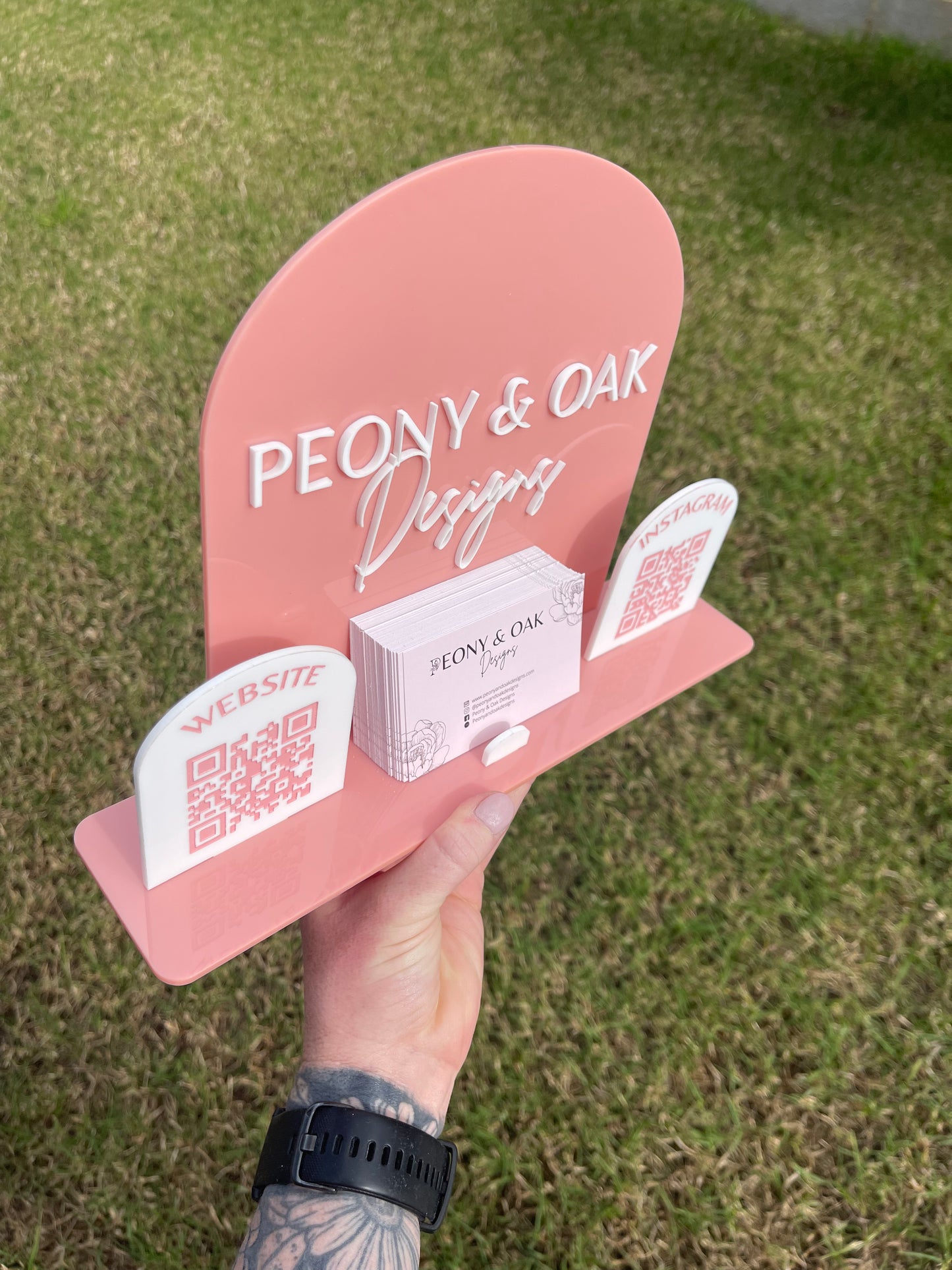 Acrylic Business Card & QR Signage Stand